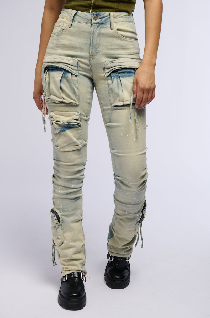 OMBRE BLUE HIGH RISE STACKED JEANS view 0