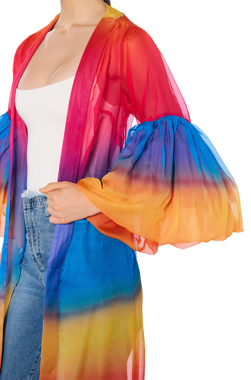 Puff Duster OMBRE SHERBERT PUFF SLEEVE DUSTER – AKIRA