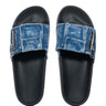 Side View Omg Cargo Denim Flat Sandal In Blue