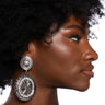 Front View On A Silver Platter Embellished Statement Earrings