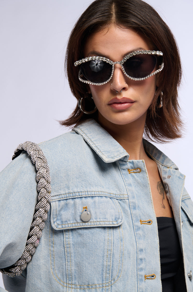 ON CHILL RHINESTONE SUNGLASSES view 0
