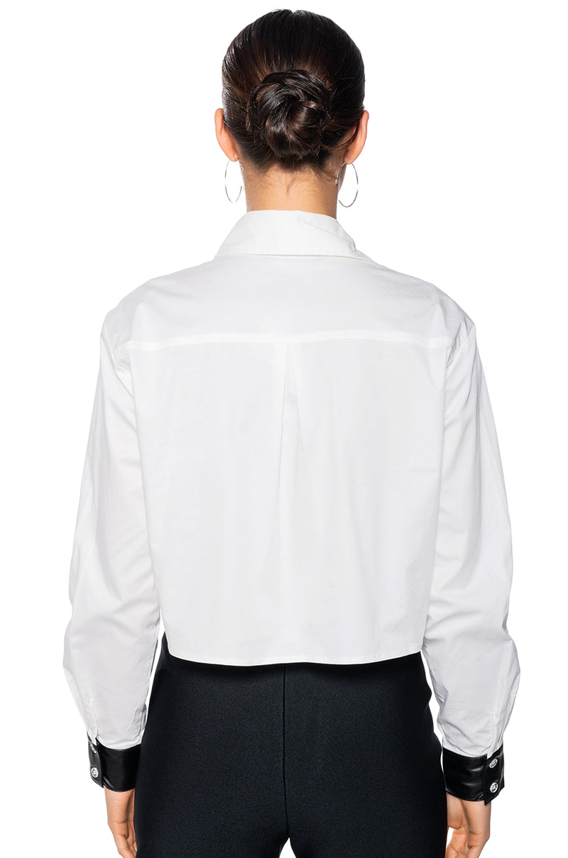 Extra View On Duty Faux Leather Pocket Detail Poplin Shirt 6