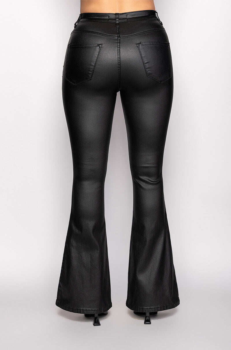 Full View On Duty Vegan Leather High Rise Flare Pants