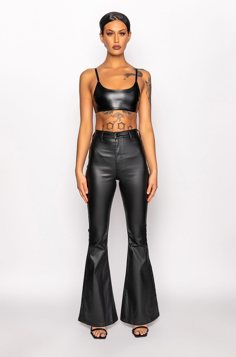 Extra View On Duty Vegan Leather High Rise Flare Pants