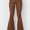 Front View On Duty Vegan Leather High Rise Flare Pants