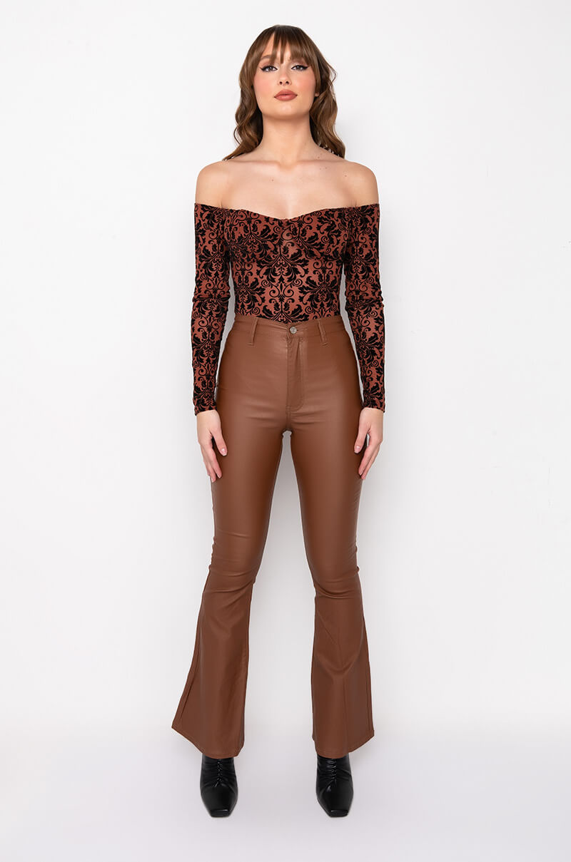 Extra View On Duty Vegan Leather High Rise Flare Pants