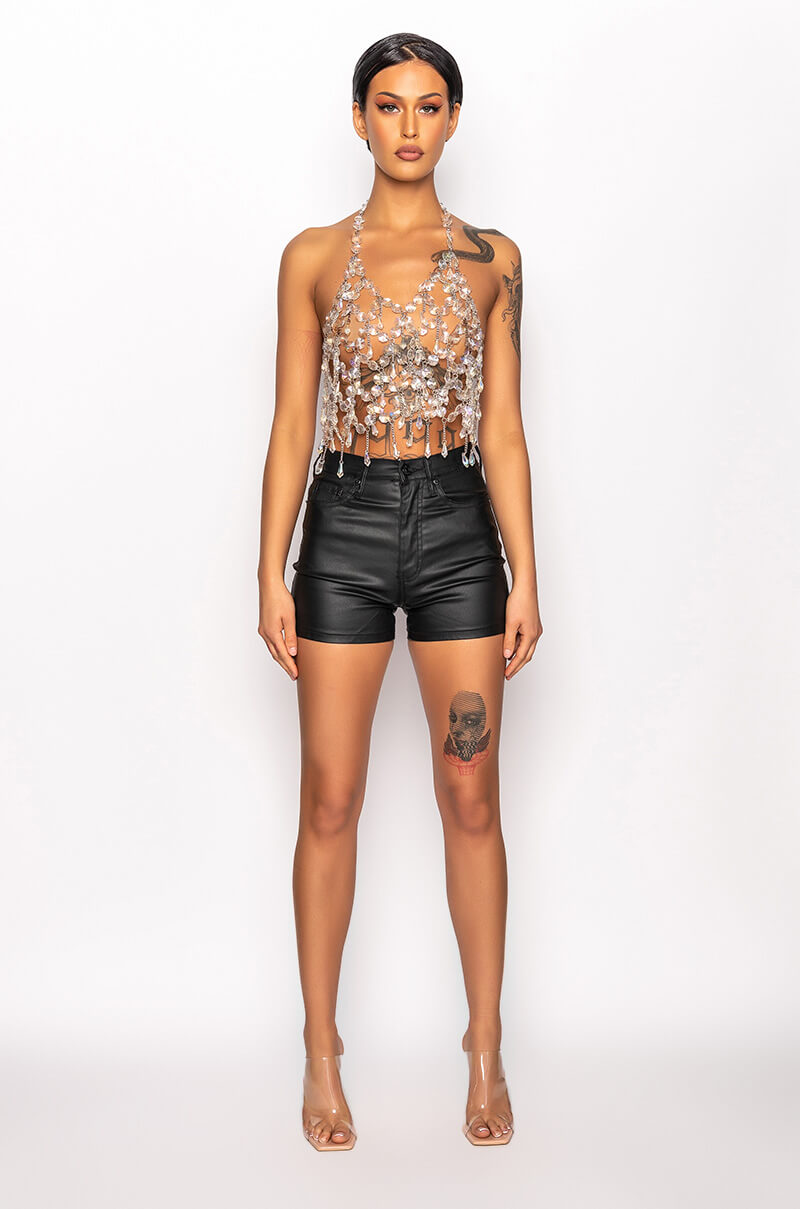 Extra View On-duty Vegan Leather Lace Up Shorts