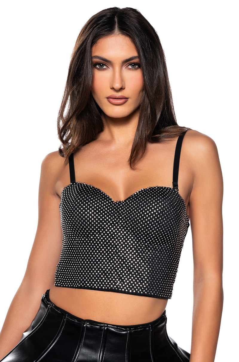 ON MY LEVEL RHINESTONE CORSET TOP view 0