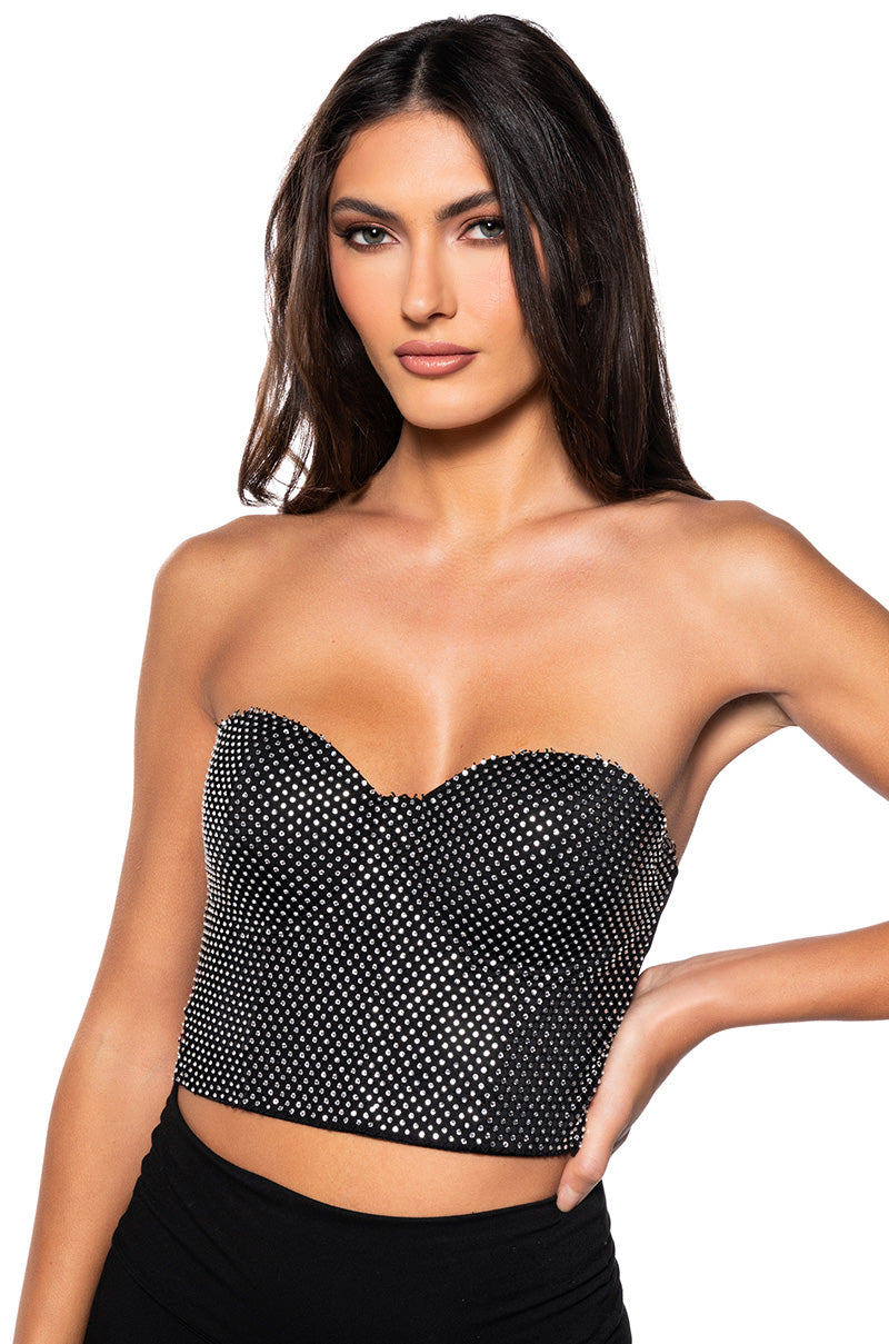 Side View On My Level Rhinestone Corset Top