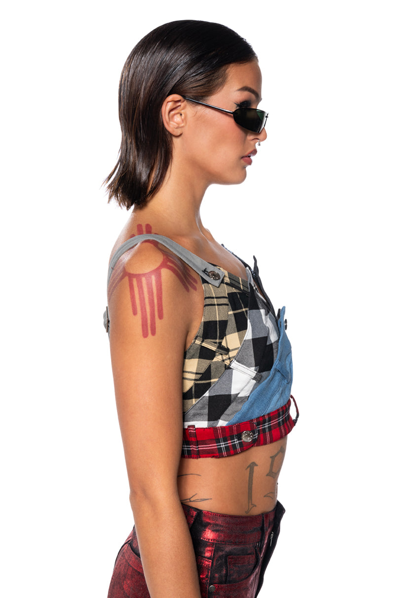 Detail View On My Own Accord Plaid Deconstructed Top
