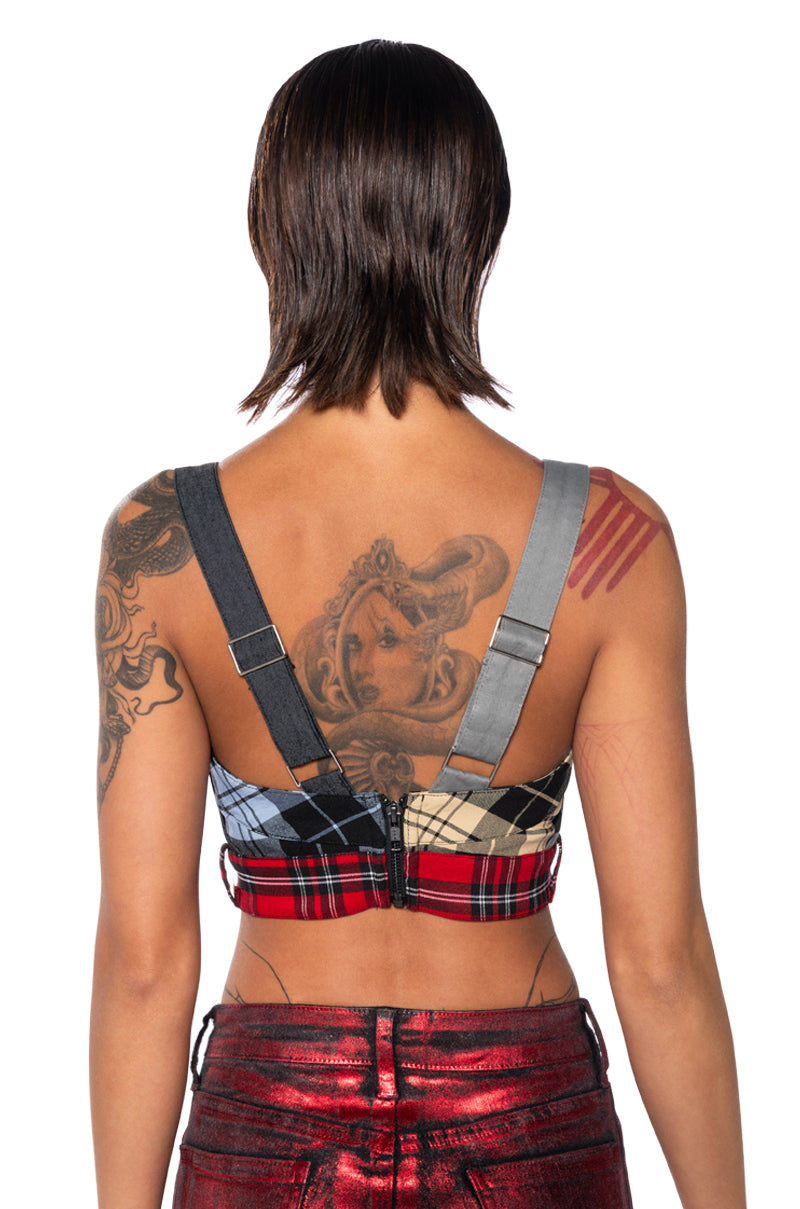 Full View On My Own Accord Plaid Deconstructed Top