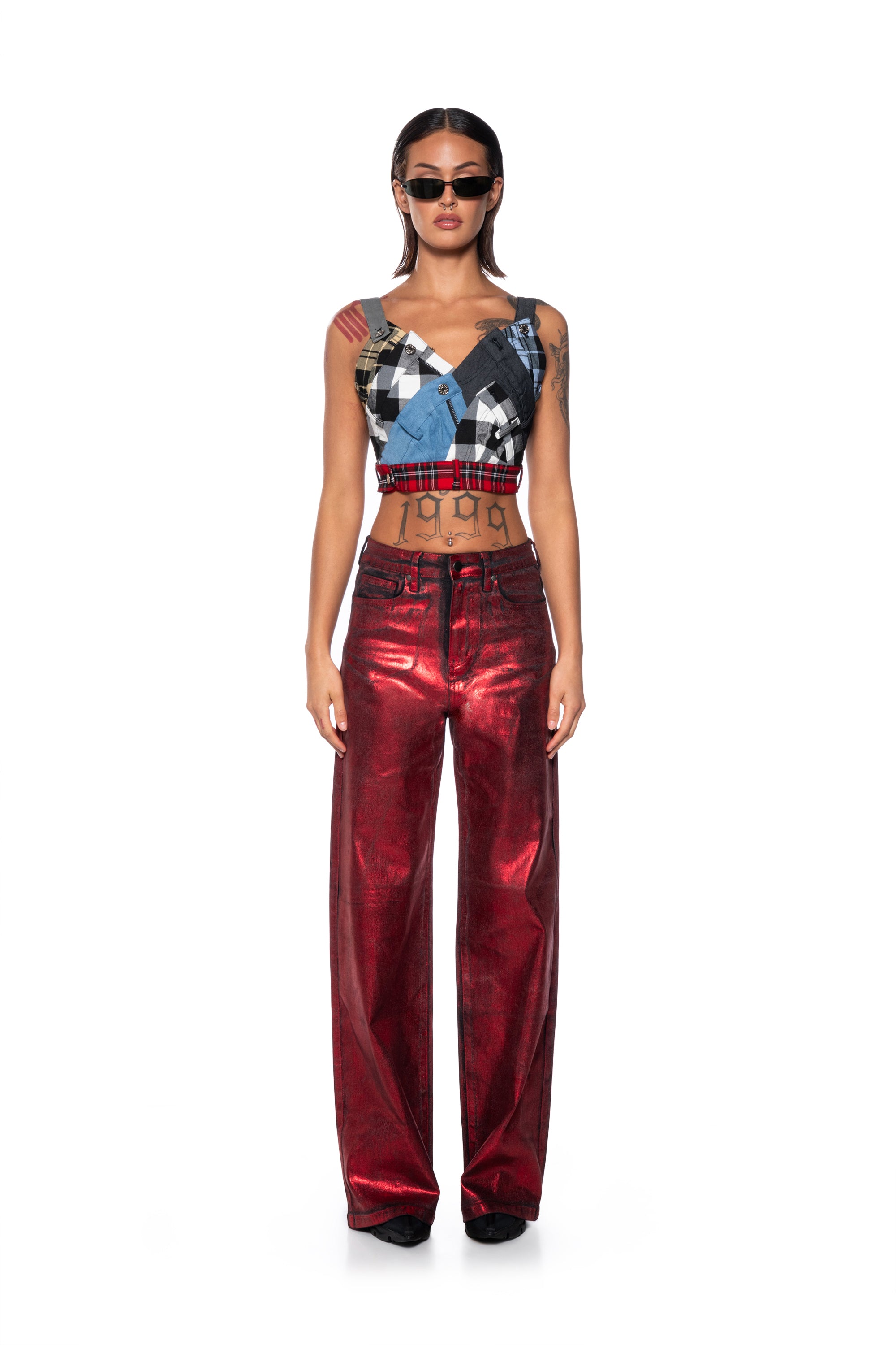 Extra View On My Own Accord Plaid Deconstructed Top