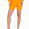 Front View On My Way Faux Leather Biker Shorts