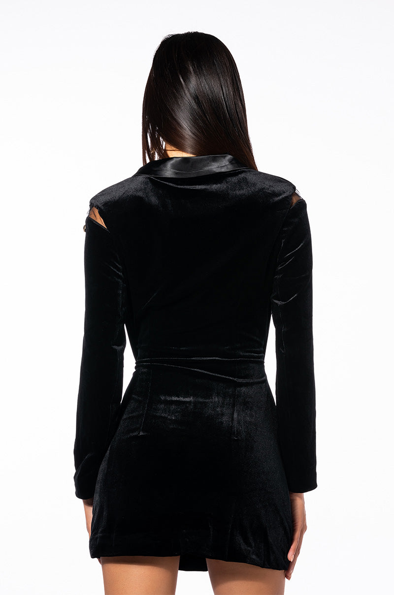 Full View On My Way Velvet Cutout Long Sleeve Mini Dress