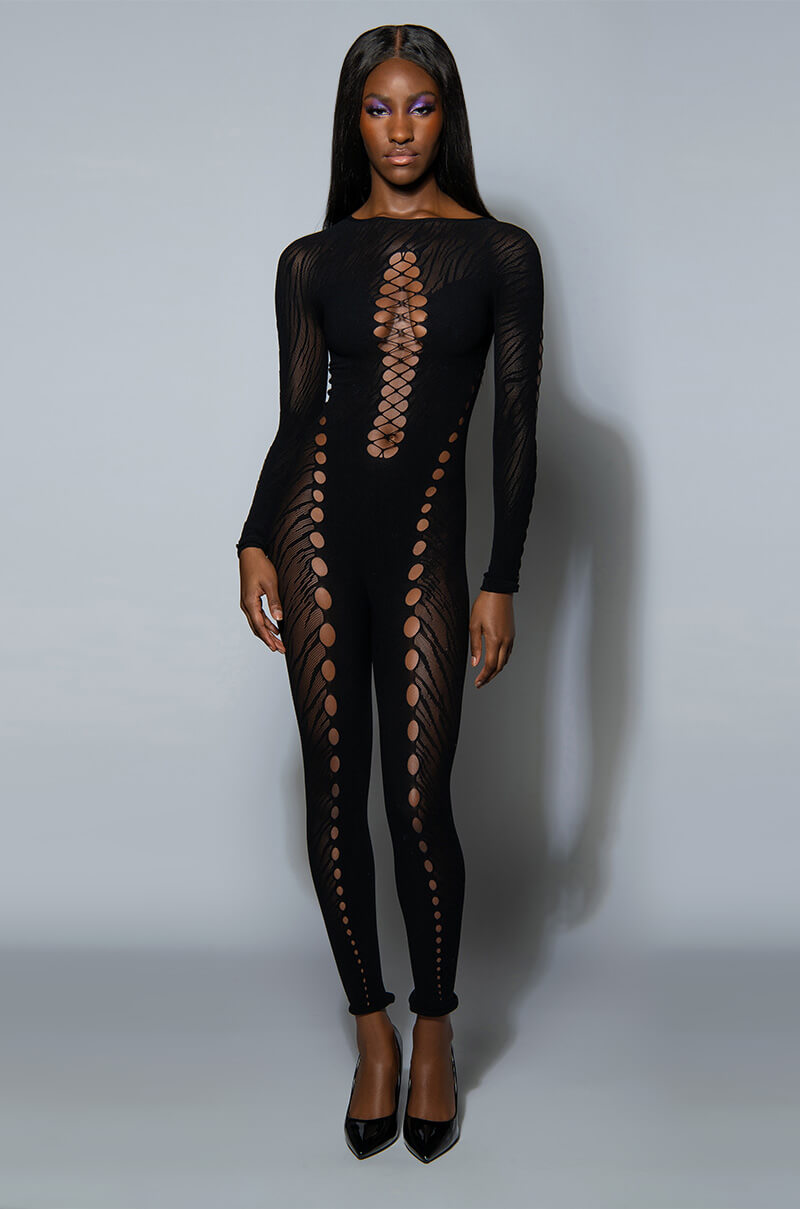 Side View On One Seamless Cut Out Catsuit