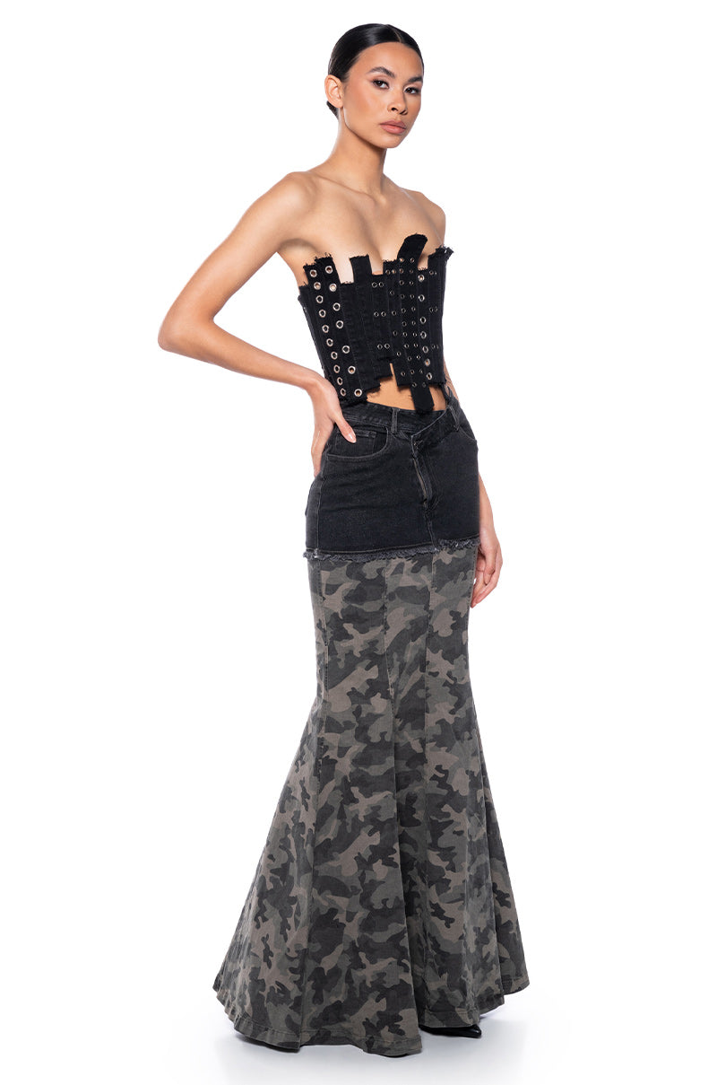 Side View On The Go Camo Maxi Skirt