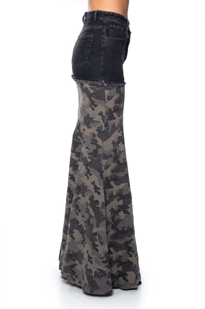 Back View On The Go Camo Maxi Skirt