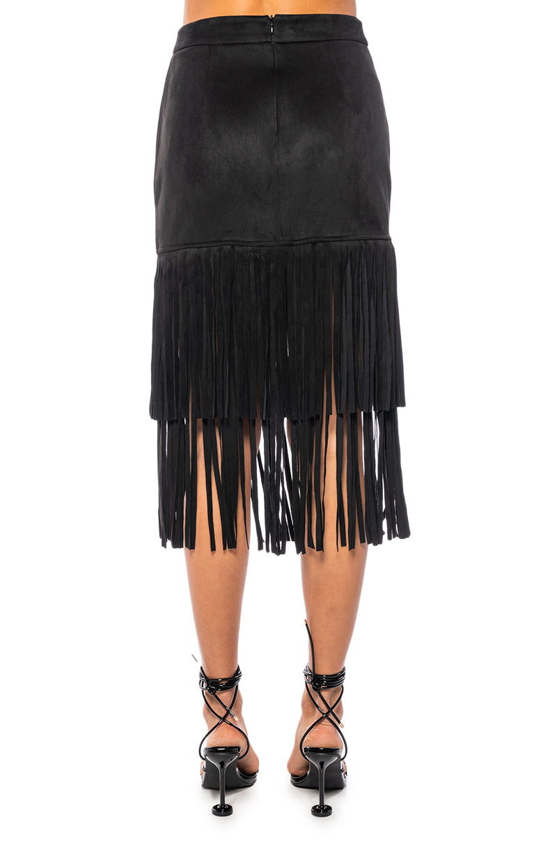 Extra View On The Lookout Fringe Midi Skirt 5