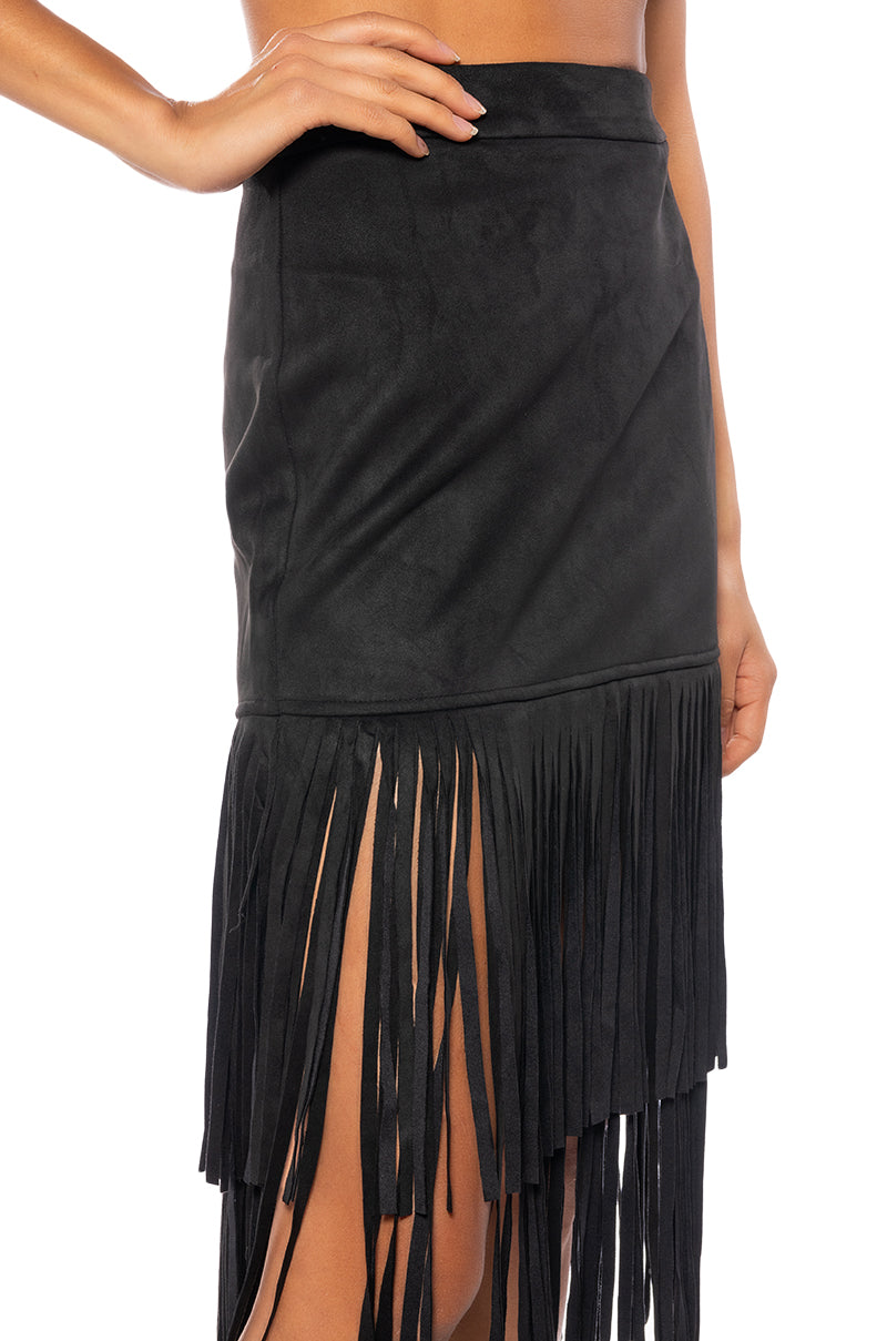 Extra View On The Lookout Fringe Midi Skirt 6