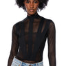 Front View On The Money Mesh Paneled Bodysuit