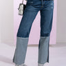 Front View On The Road Again High Rise Straight Leg Patchwork Jeans