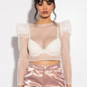 Front View On The Rocks Puff Sleeve Tulle Blouse