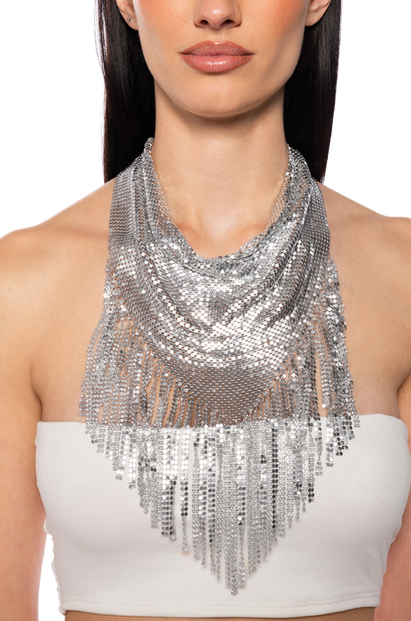 Front View On Top Of The World Choker In Silver