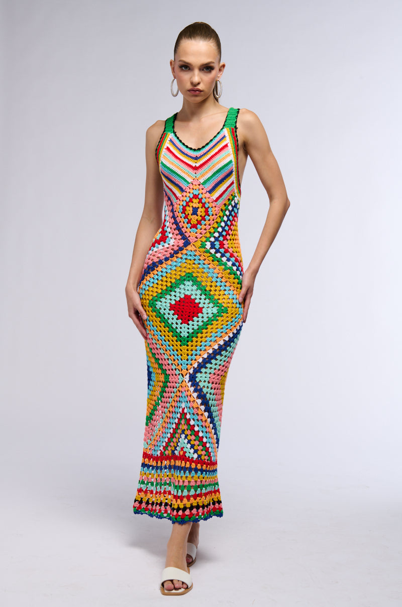 Side View On Vacay Crochet Maxi Dress