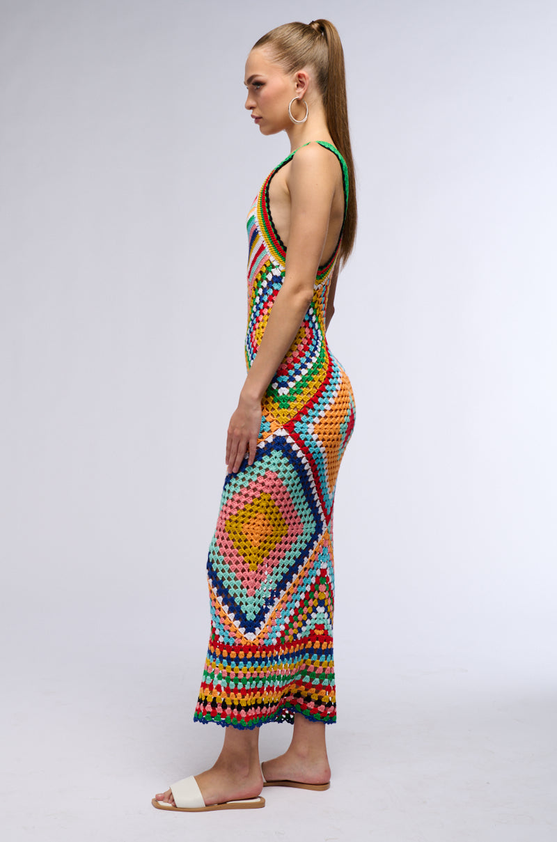 Back View On Vacay Crochet Maxi Dress
