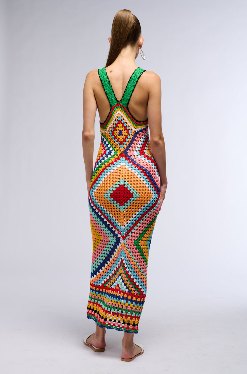 Detail View On Vacay Crochet Maxi Dress