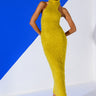 Front View On We Go Textured Maxi Dress In Chartreuse