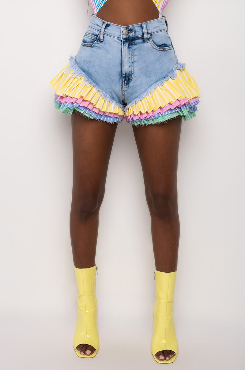 Detail View On Your Radar Colorblock Trim Denim Short view 4