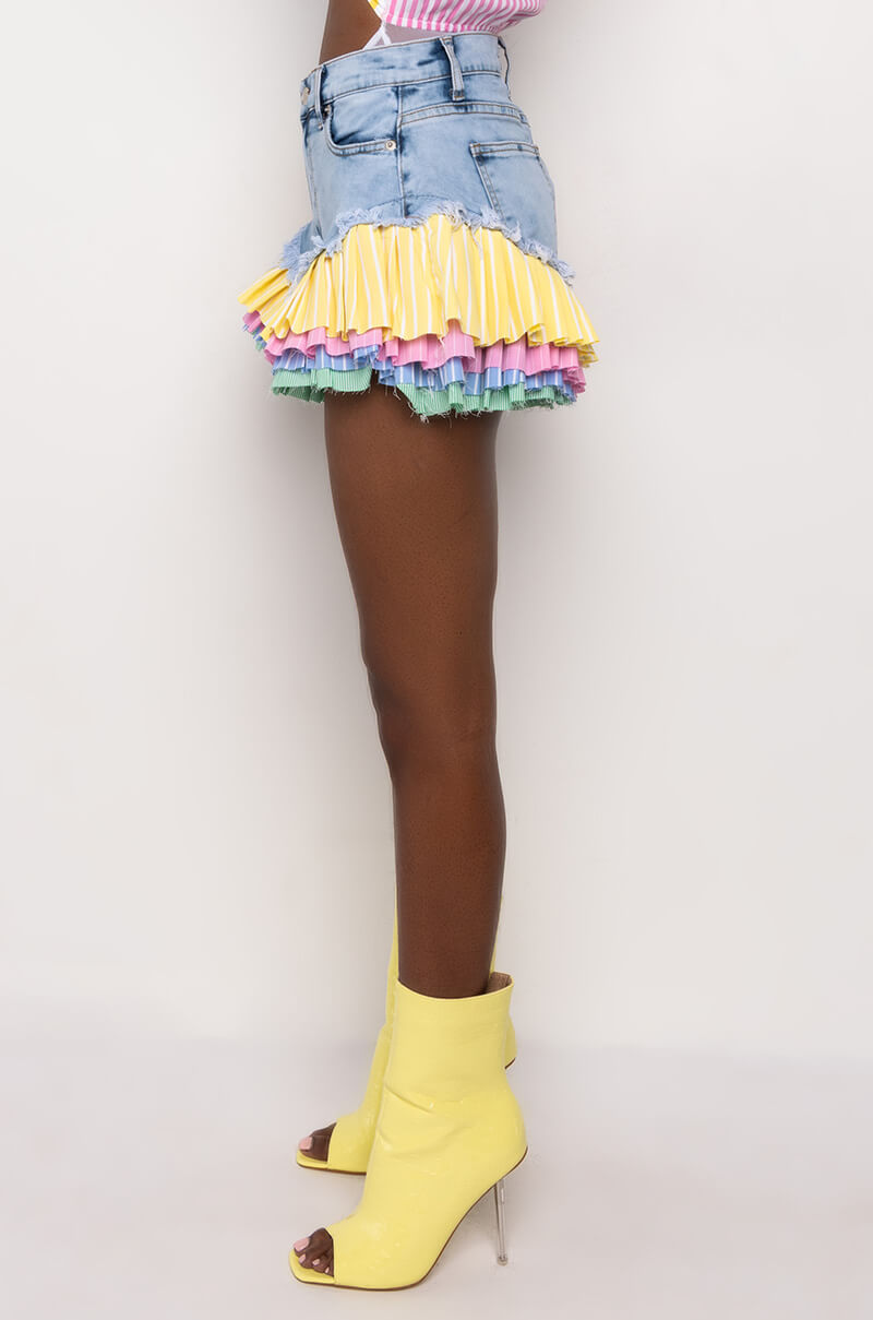 Full View On Your Radar Colorblock Trim Denim Short view 5