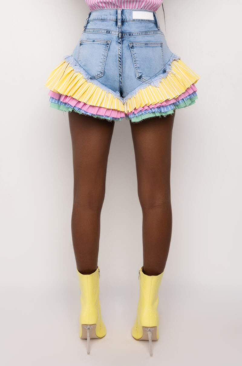 Extra View On Your Radar Colorblock Trim Denim Short view 6