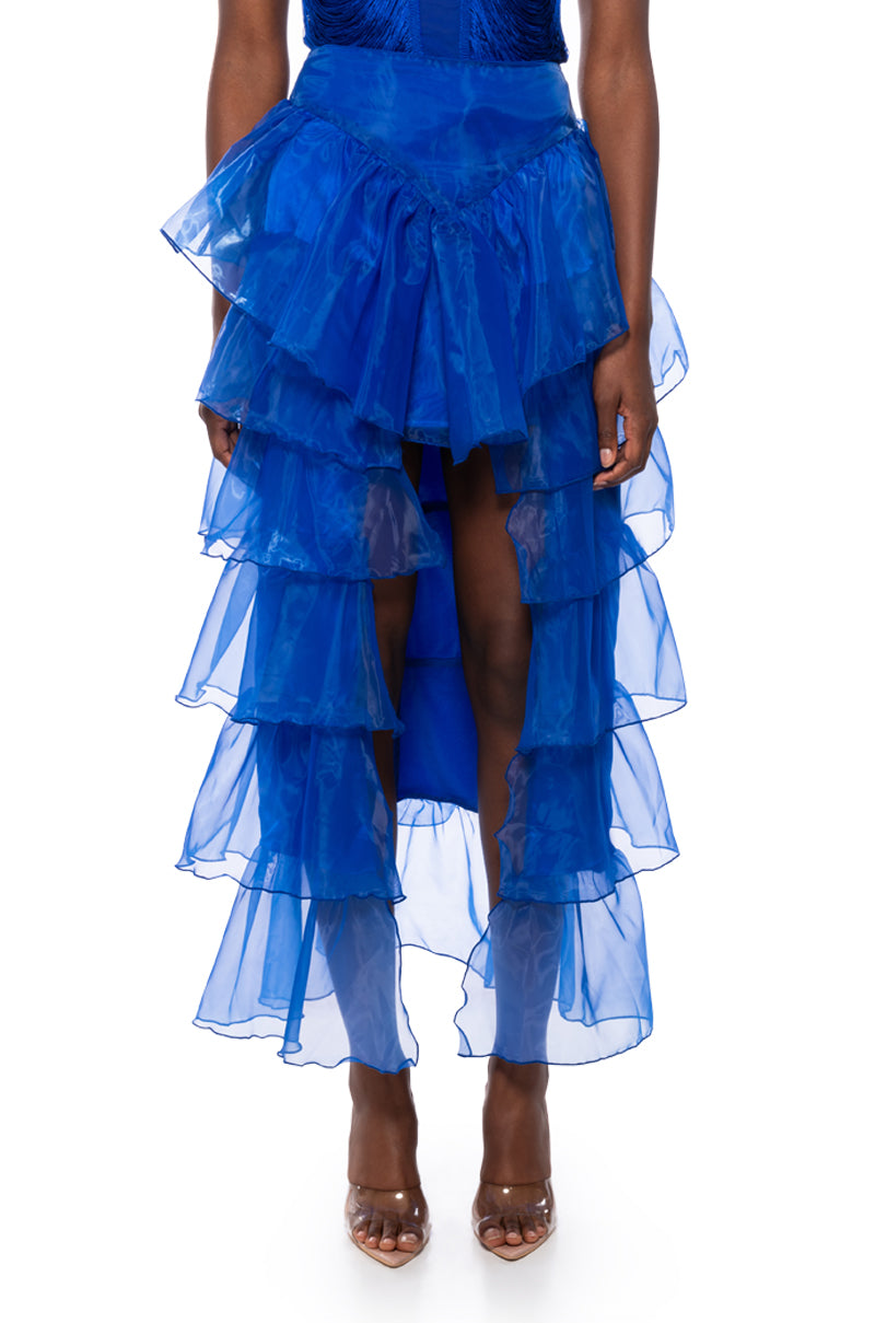 ONCE UPON A DREAM RUFFLE MAXI SKIRT IN ROYAL BLUE view 0
