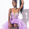 Front View One And Only Mini Tulle Dress With Rhinestone Top in Light Purple