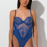 Front View One Hour Lace Bodysuit in Baby Blue