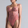 Front View One Hour Lace Bodysuit in Marsala