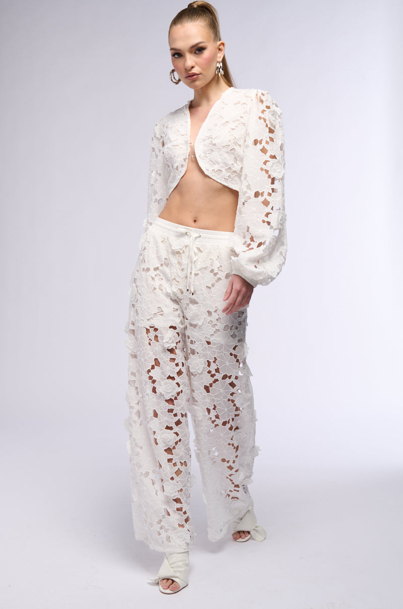 Detail View One Last Night Floral Wide Leg Pant 3