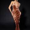 Front View One Night Only Ruched Metallic Maxi Dress