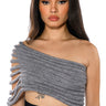 Front View One Shoulder Rib Knit Layering Tube Top