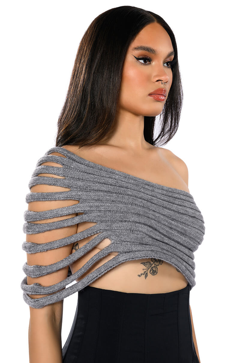 Detail View One Shoulder Rib Knit Layering Tube Top 3