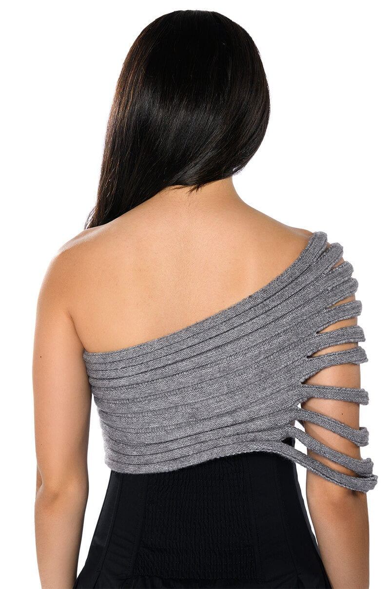 Extra View One Shoulder Rib Knit Layering Tube Top 8