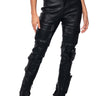 Front View One Step At A Time Faux Leather Cargo Skinny Pants