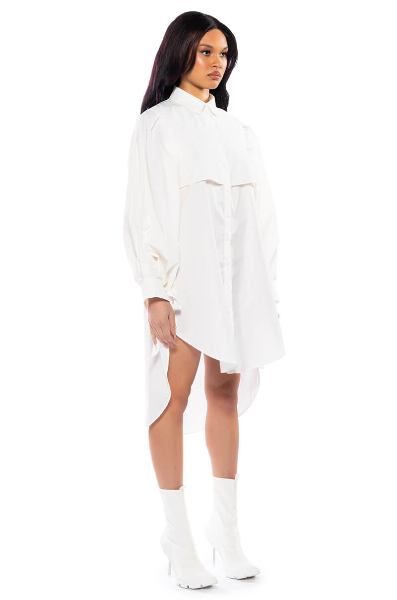 Side View One Step Closer Oversized Poplin Button Down Dress