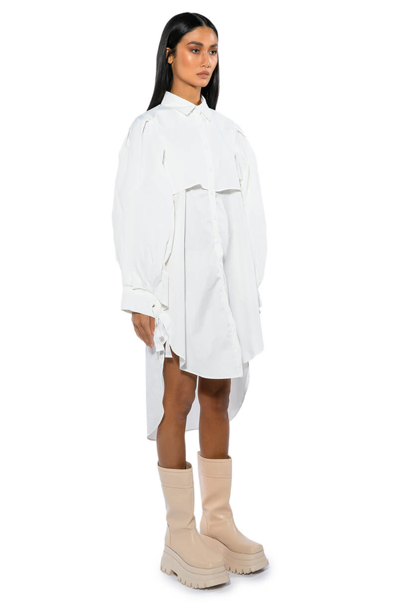 Side View One Step Closer Oversized Poplin Button Down Midi Dress