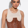 Front View One Up Pu Lace Up Corset