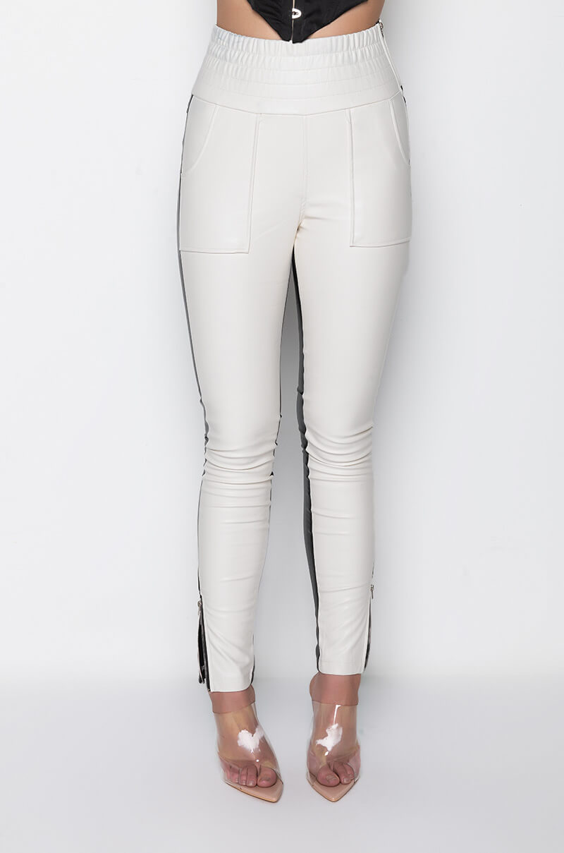Front View Only You Two Toned Faux Leather Pant