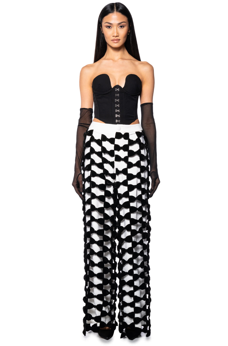 Extra View Opal All Over Bow Detail Wide Leg Pant