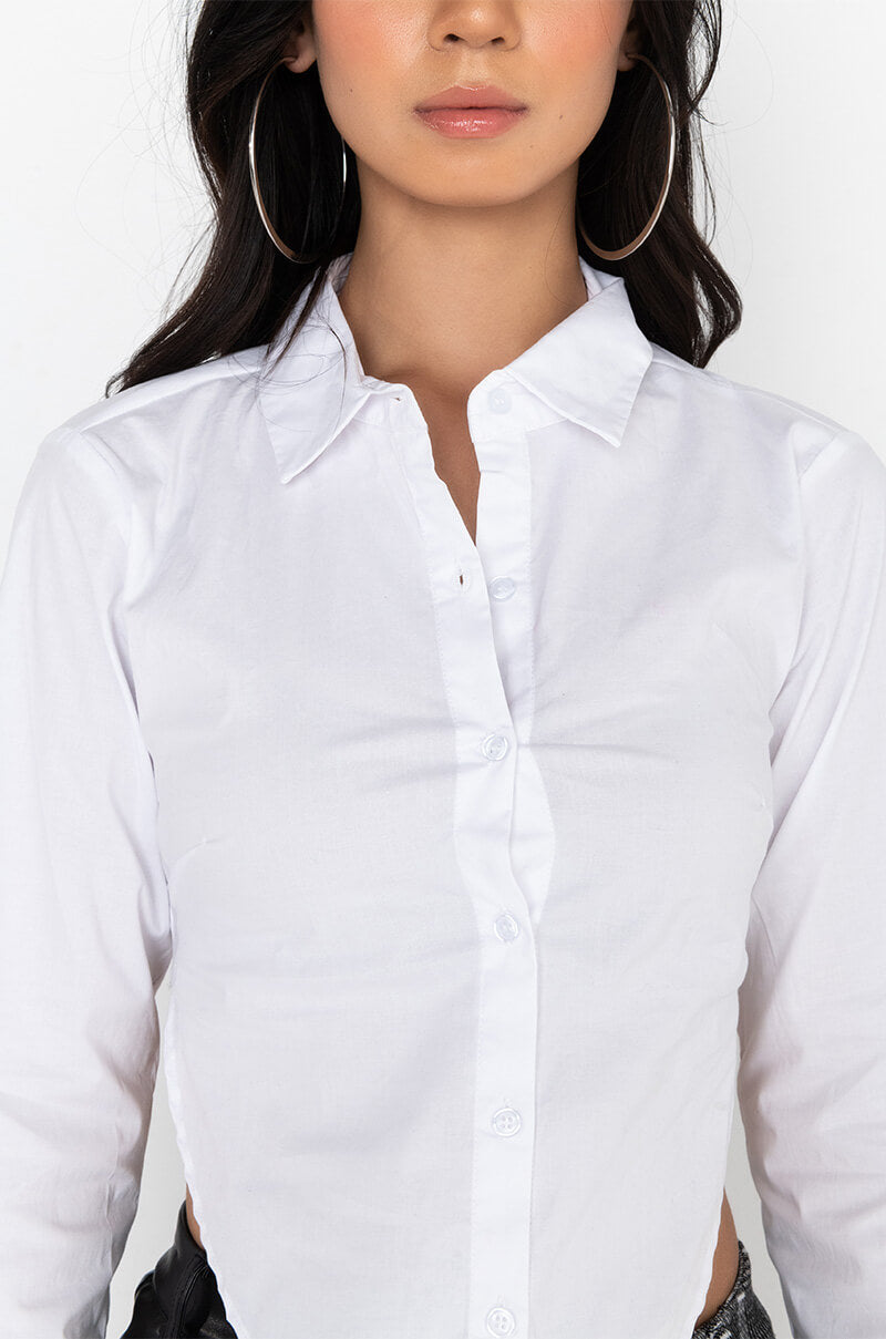 Extra View Open Back Poplin Blouse